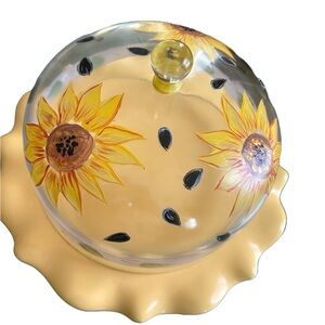 Sunflower Covered Cake Plate - Hand Painted